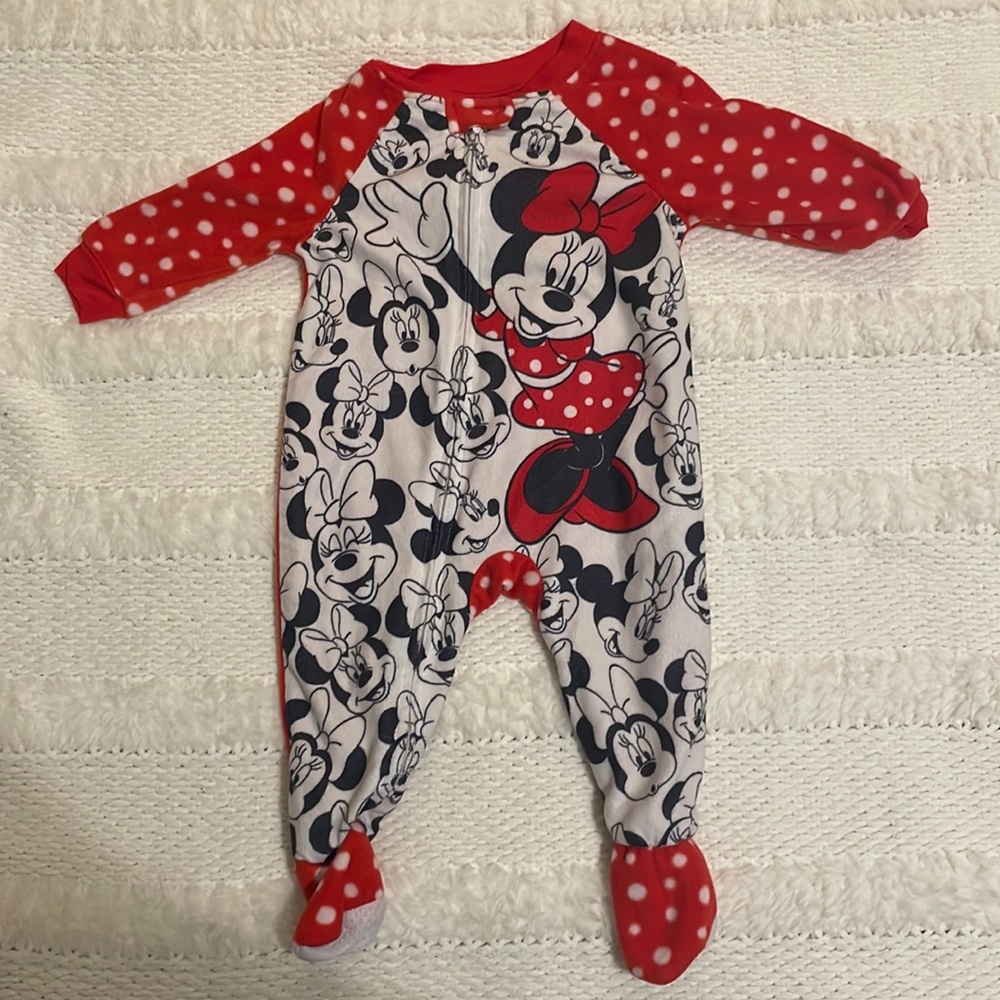 Disney Minnie mouse blanket sleeper Romper flame resistant girls size 12 M month